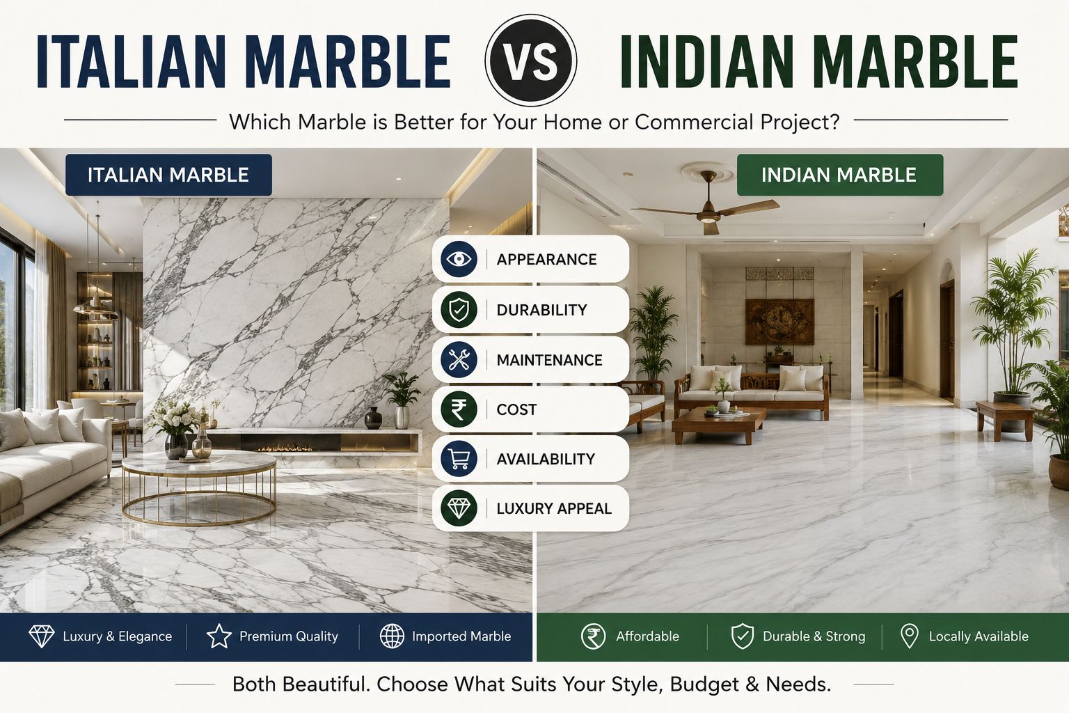 Read more about the article Italian Marble vs Indian Marble
