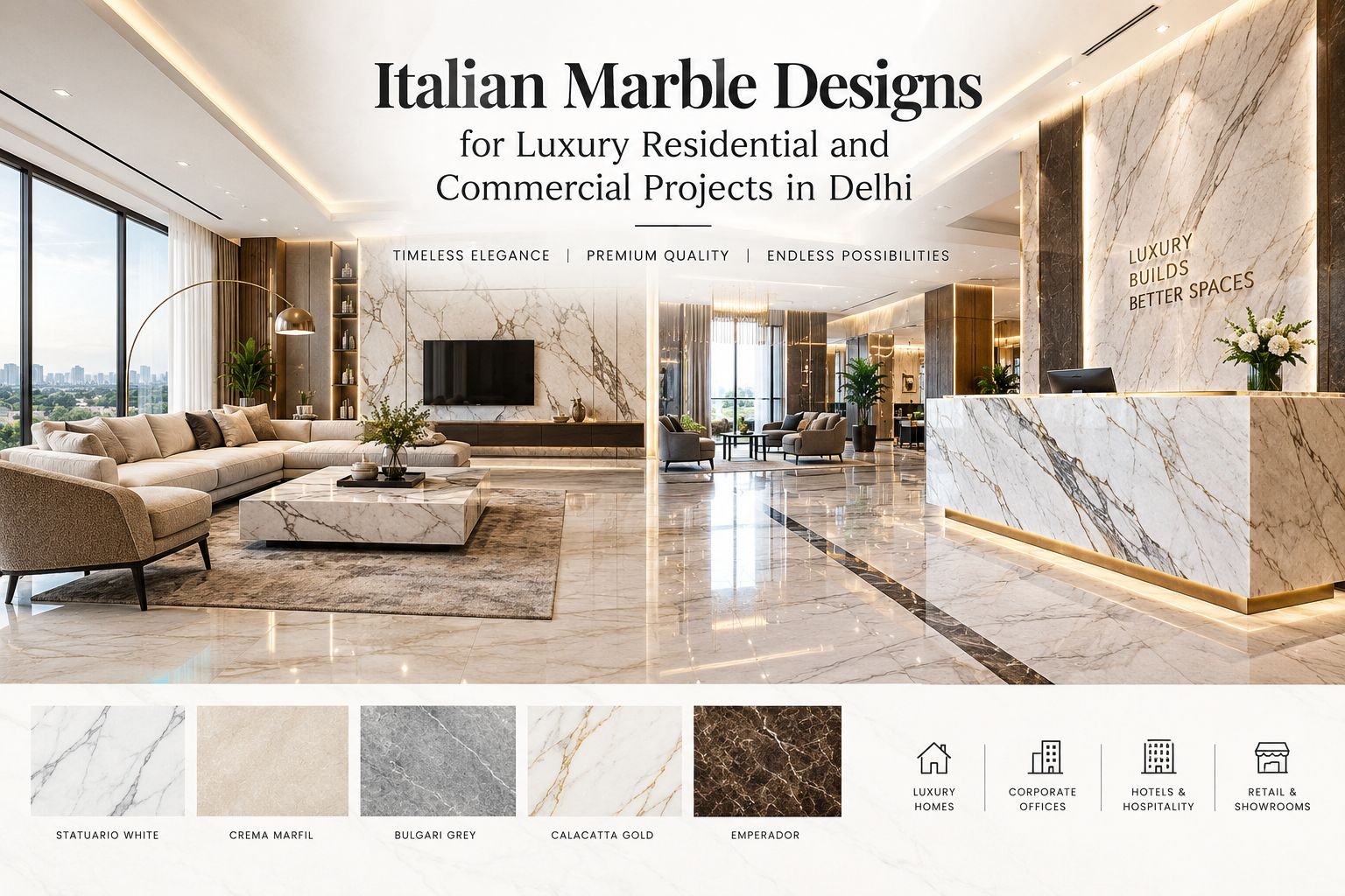 You are currently viewing Italian Marble Designs for Luxury Projects in Delhi