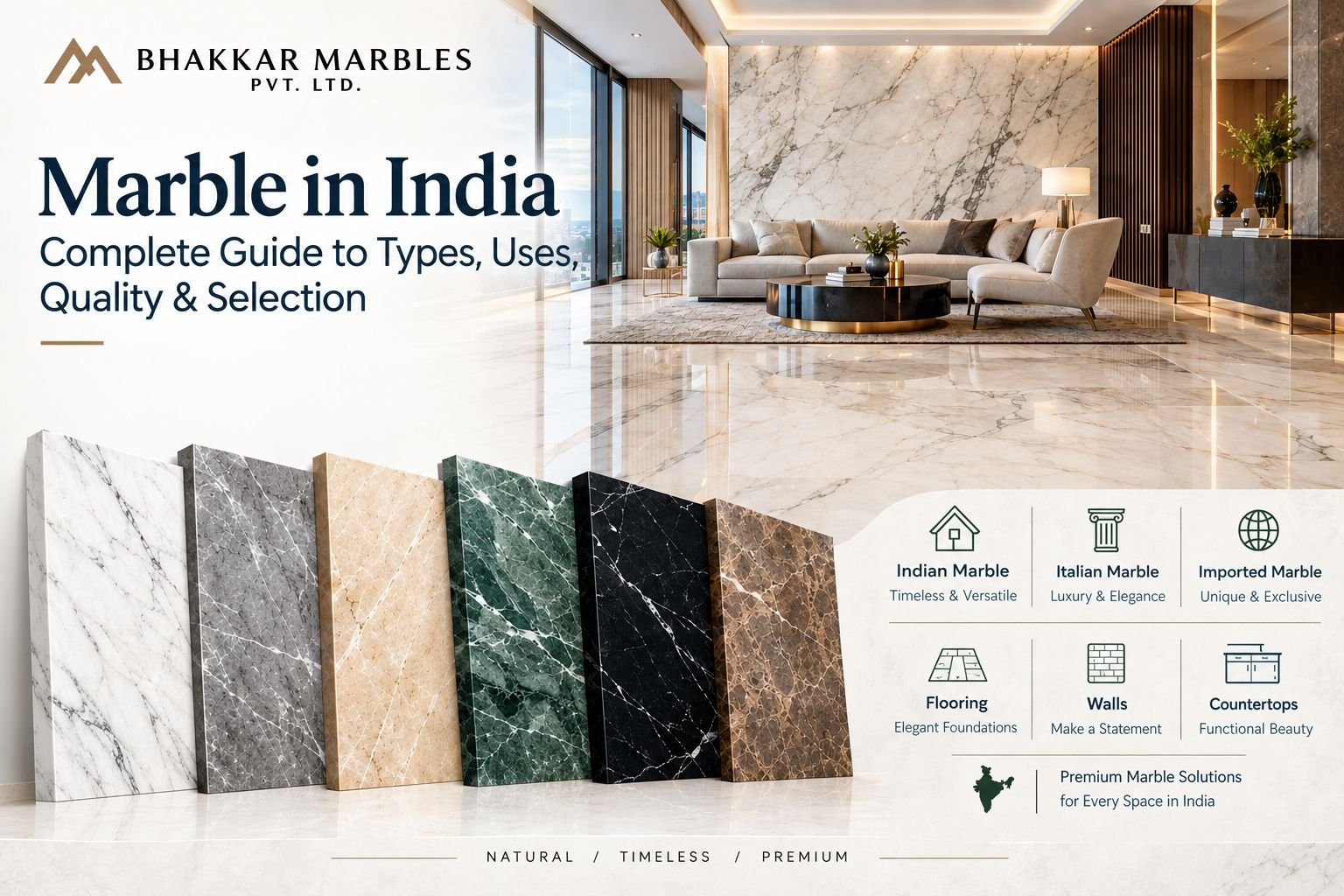 You are currently viewing Marble in India – Complete Guide to Types, Uses, Quality